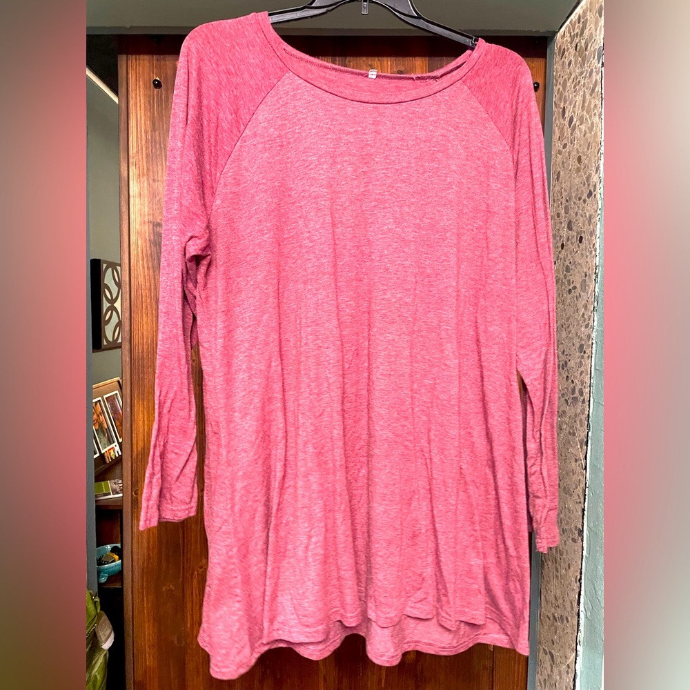 Casual Pink Raglan Sleeve Tunic